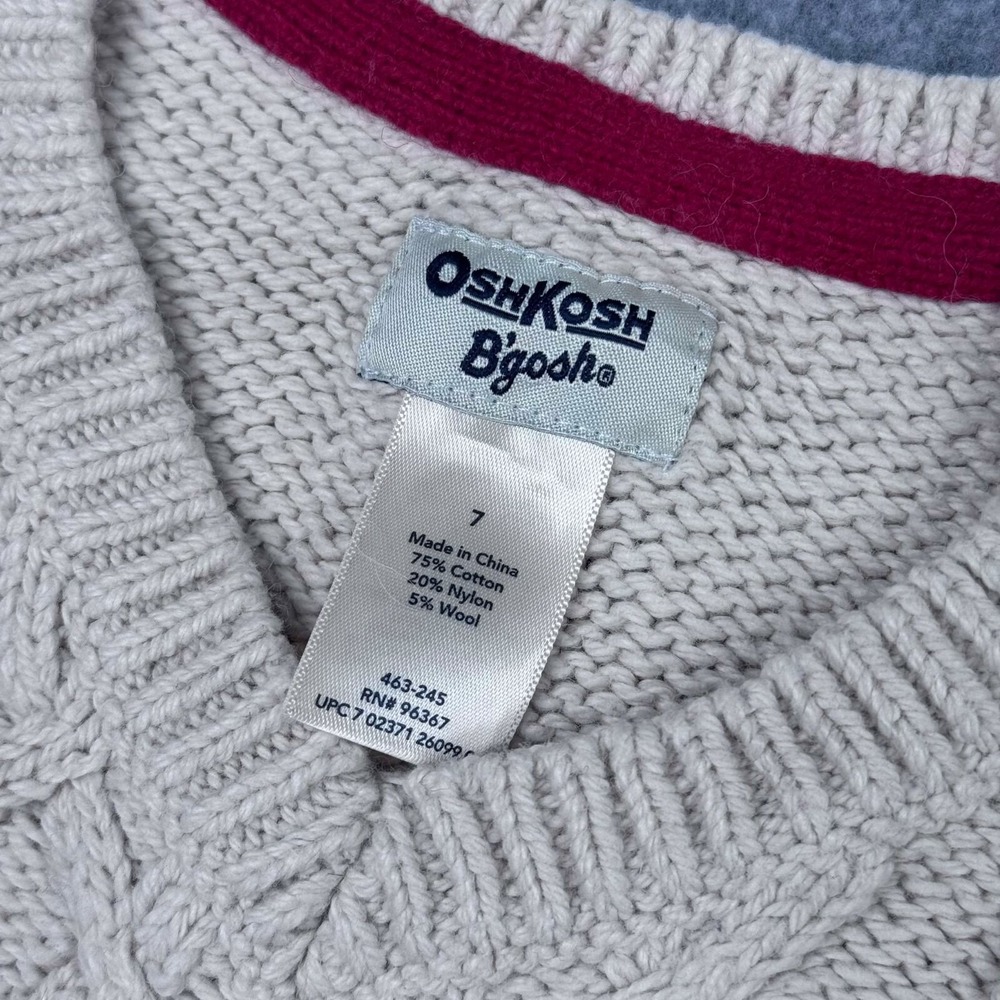 Oshkosh B'gosh Cotton Wool Beige Cable Knit Sweater Vest Boys Size‎ 7 Academia